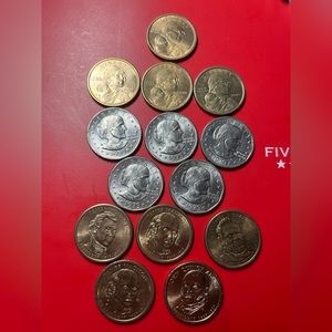 Susan B Anthony , Sacagawea and President gold dollars